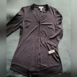 Talbots Purple Button Down Shirt with Mandarin Collar